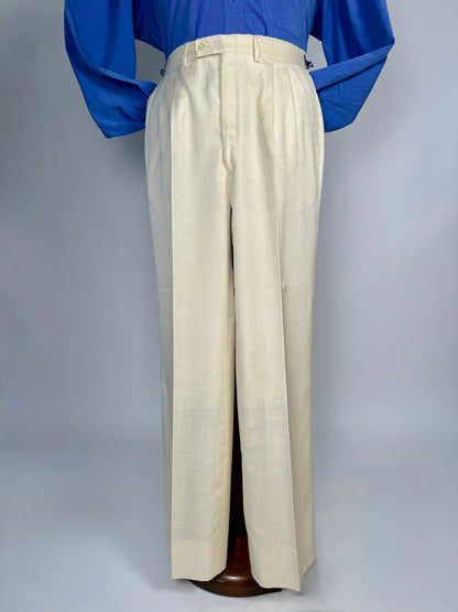Pantaloni anni '70 misto seta color avorio - tg. 44/46