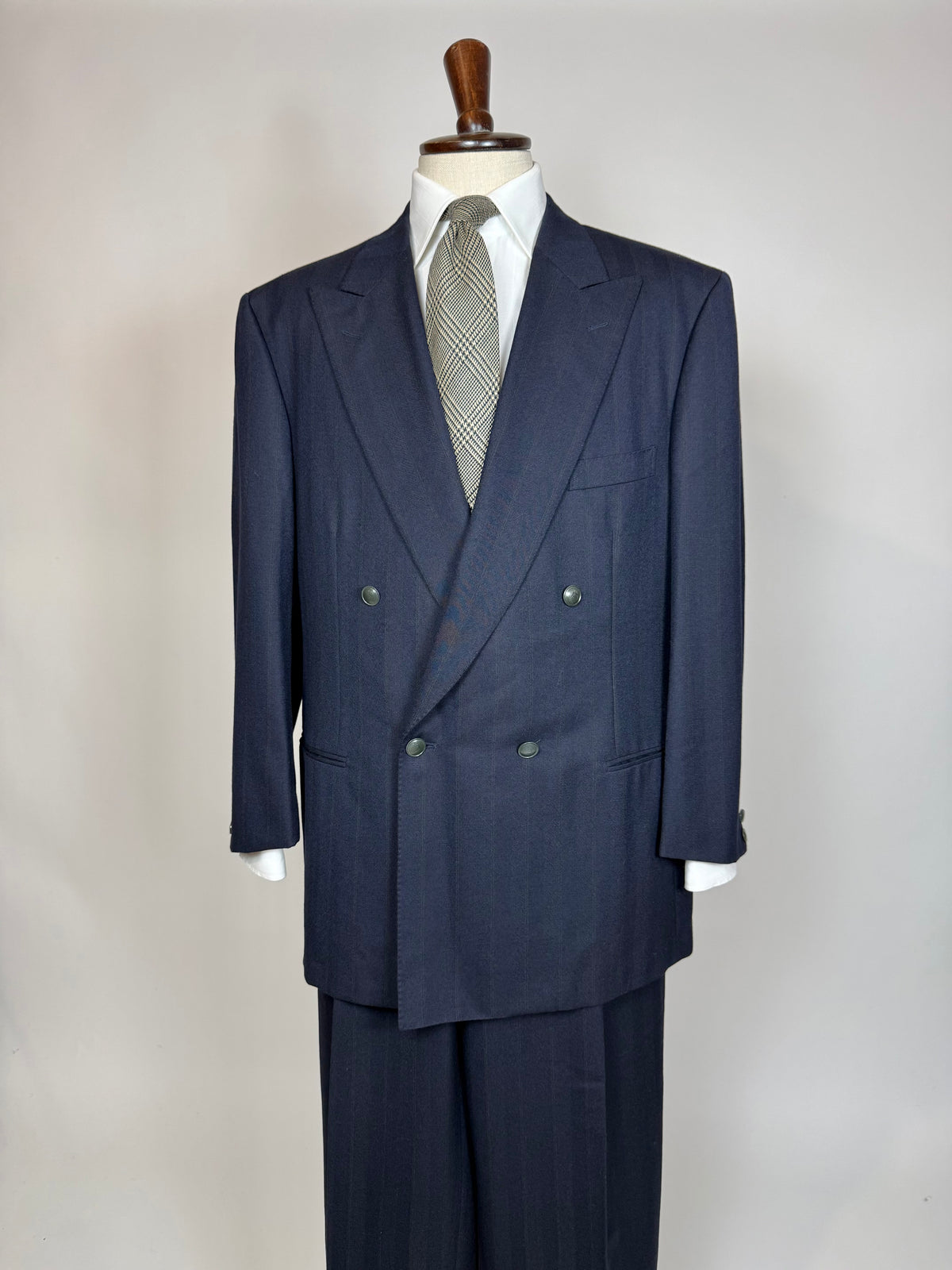Completo doppiopetto Yves Saint Laurent anni '80 flanella blu - tg. 54/56
