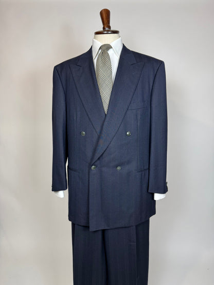 Completo doppiopetto Yves Saint Laurent anni '80 flanella blu - tg. 54/56