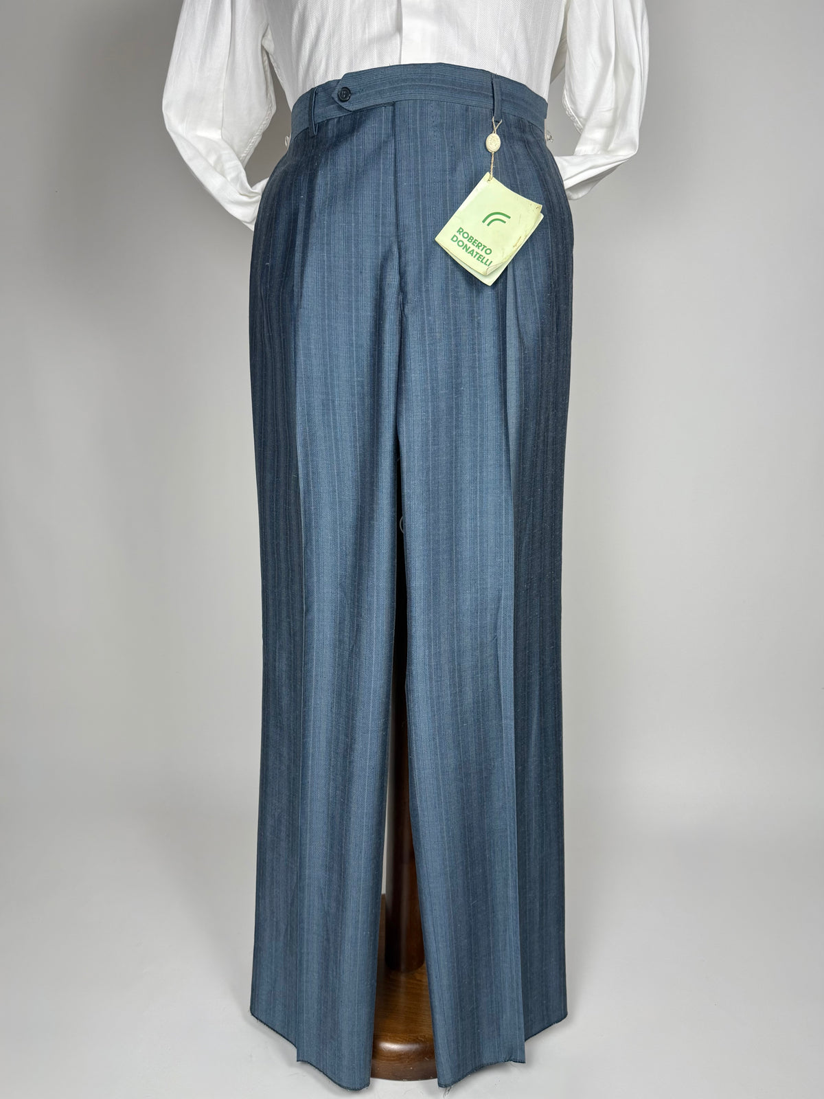 Pantaloni anni '80 blu a righe (NOS) - tg. 50