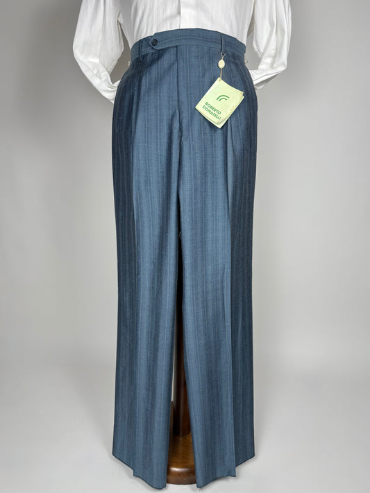 Pantaloni anni '80 blu a righe (NOS) - tg. 50