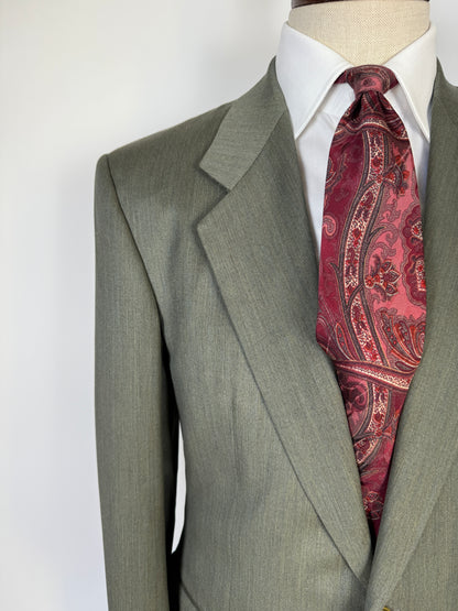 Completo anni ‘80 in lana pettinata verde mélange - tg. 48