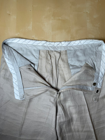 Completo anni ‘80 in puro lino beige chiaro - tg. 56