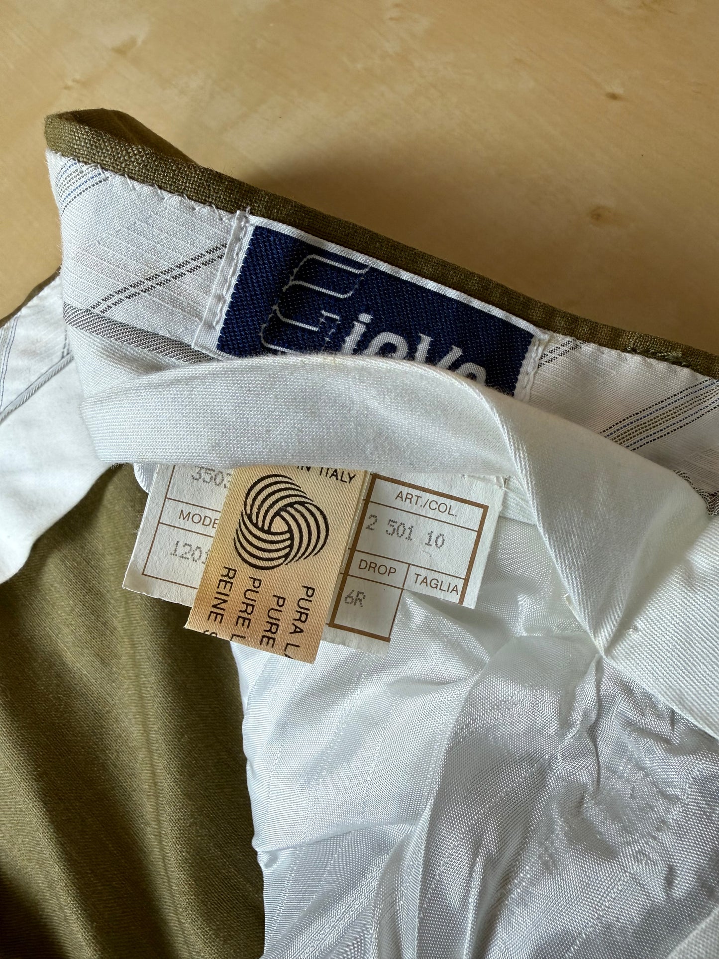 Pantaloni fresco lana verde oliva anni '80 (NOS) - tg. 50