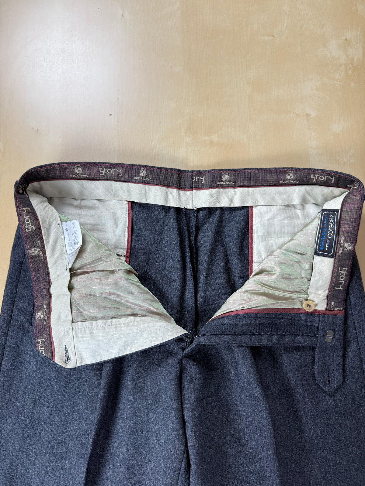 Pantaloni anni '80 flanella antracite 3 pinces - tg. 50/52 corta