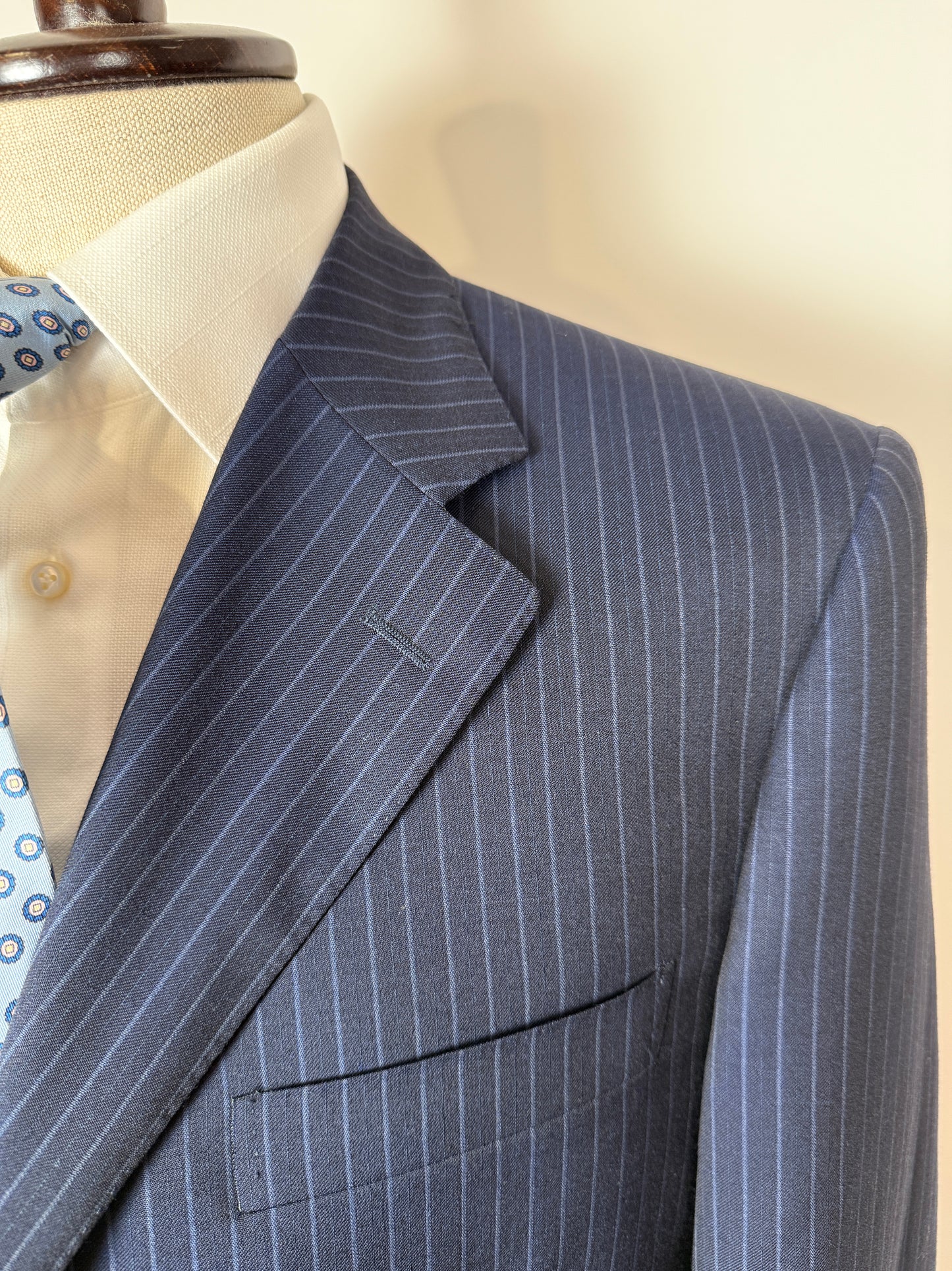 Completo Canali lana pettinata blu gessato - tg. 54