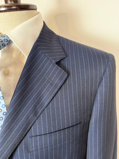 Completo Canali lana pettinata blu gessato - tg. 54