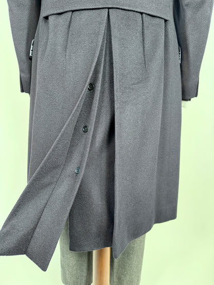 Cappotto in puro cammello blu con soffietto e martingala - tg. 48-52