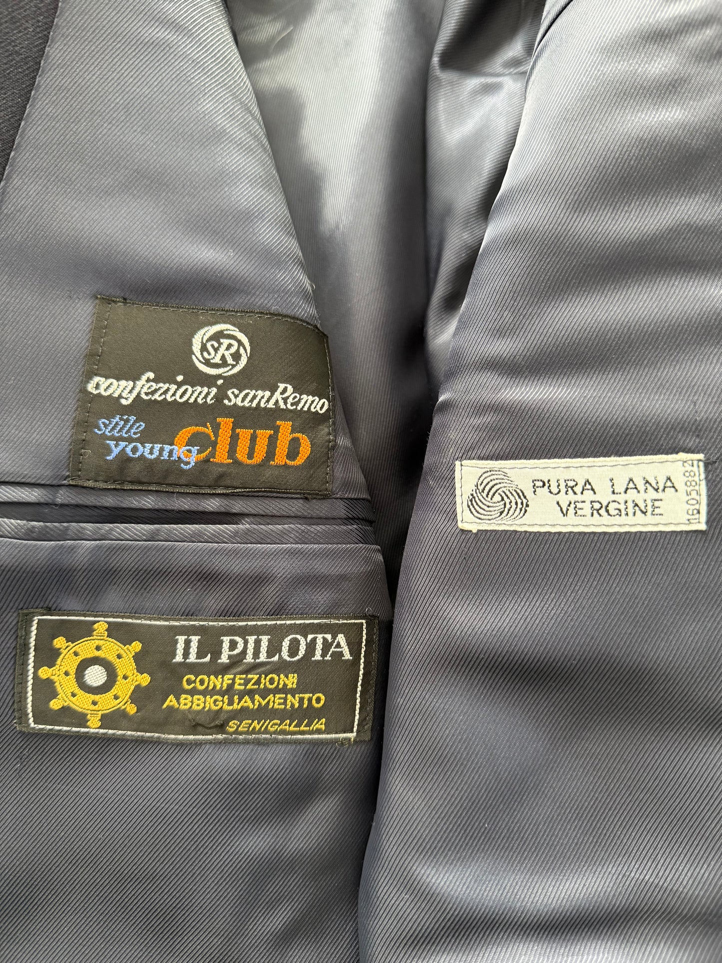 Completo doppiopetto anni ‘60/‘70 flanella blu - tg. 44