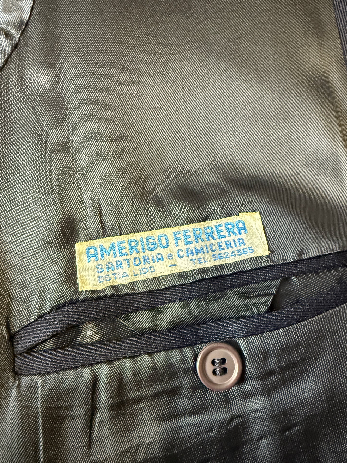 Soprabito anni ‘70 in lana pettinata blu - tg. 48-50