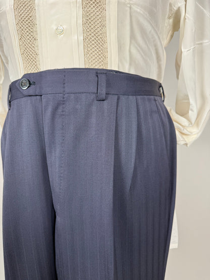 Pantaloni anni ‘80 lana pettinata trama spigata - tg. 52