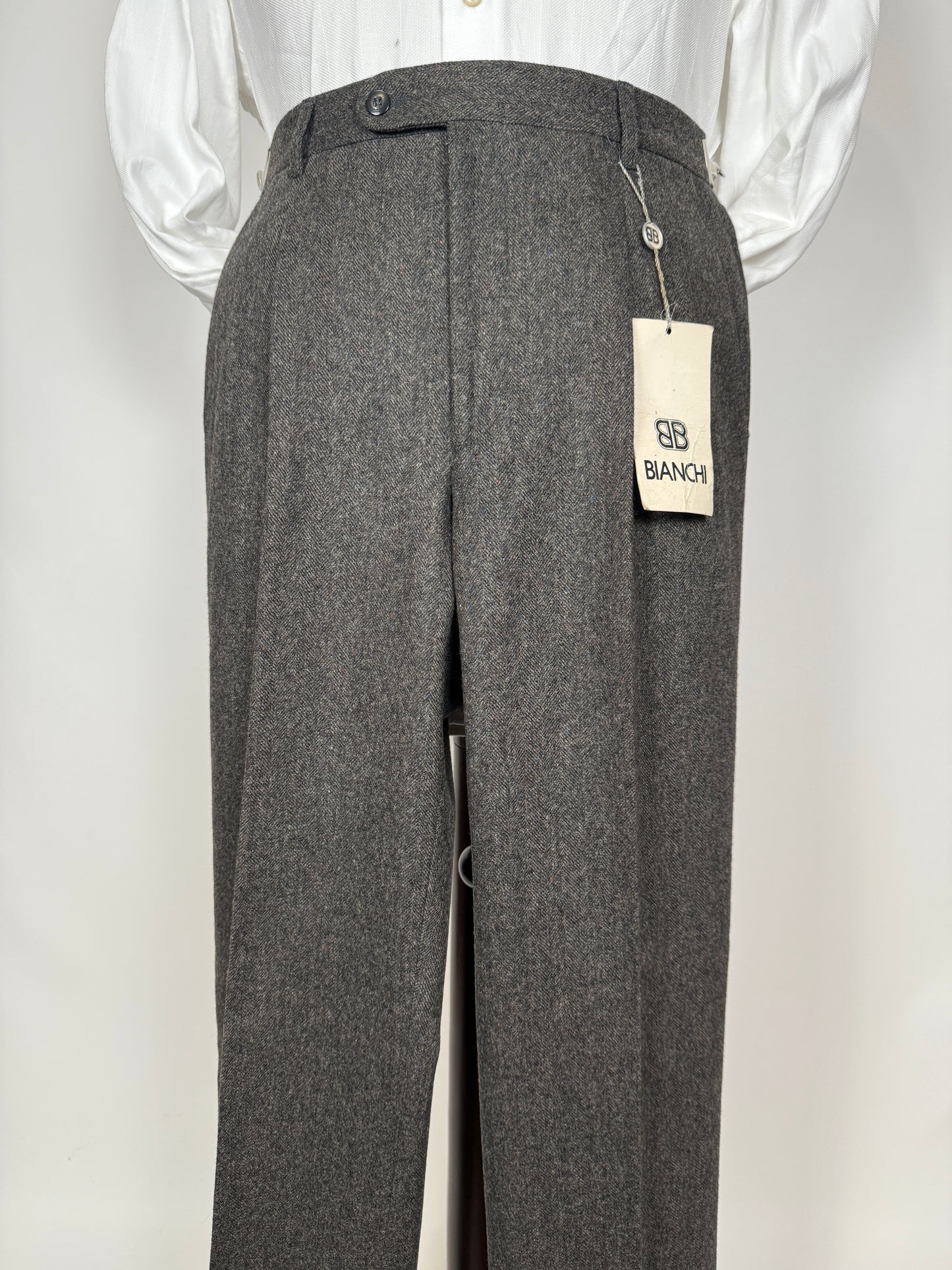 Pantaloni in tweed spinato donegal cachi/marrone (NOS) - tg. 46