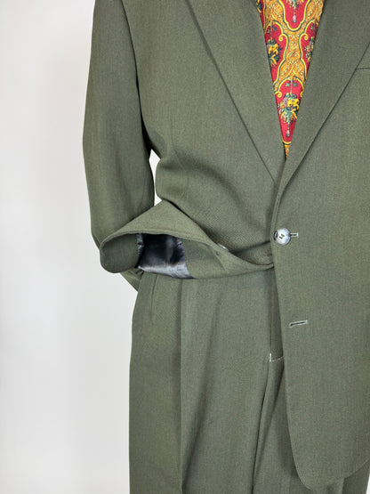 Completo anni '80 misto lana verde - tg. 48 drop alto