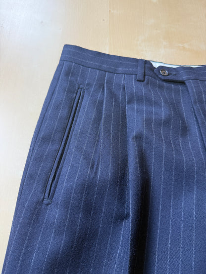 Completo anni ‘80 in flanella inglese blu gessato - tg. 48