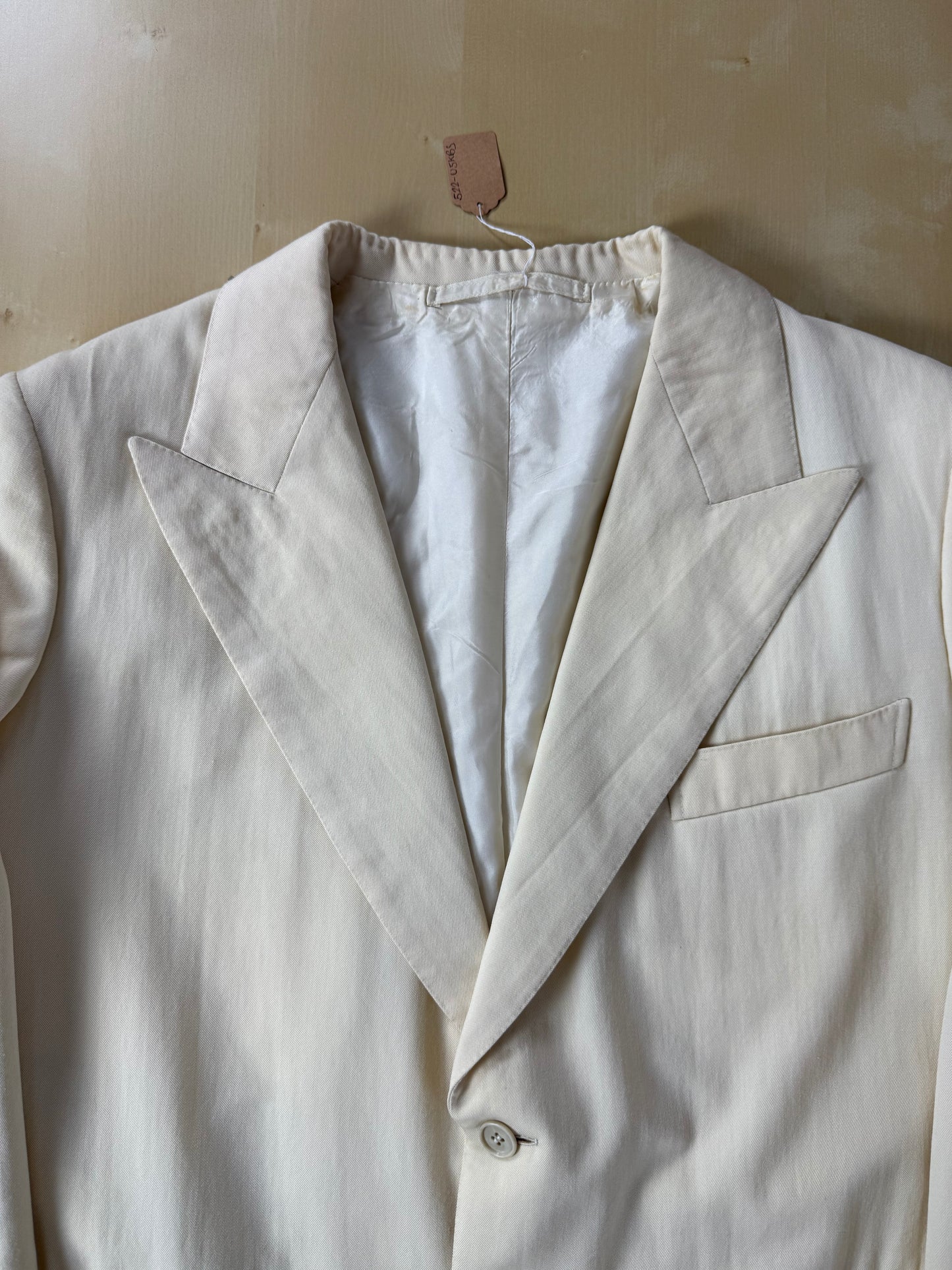 Giacca sartoriale twill bianco panna anni '60/'70 - tg. 52/54 drop basso