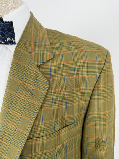 Completo anni ‘80 verde a quadri in cotone sfoderato - tg. 50