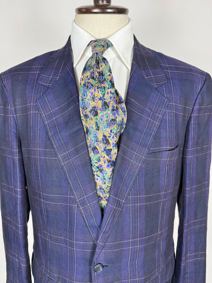 Giacca in lino tartan viola anni '80 - tg. 52