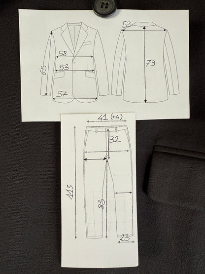 Completo doppiopetto anni ‘80 flanella verde petrolio - tg. 50/52 drop alto