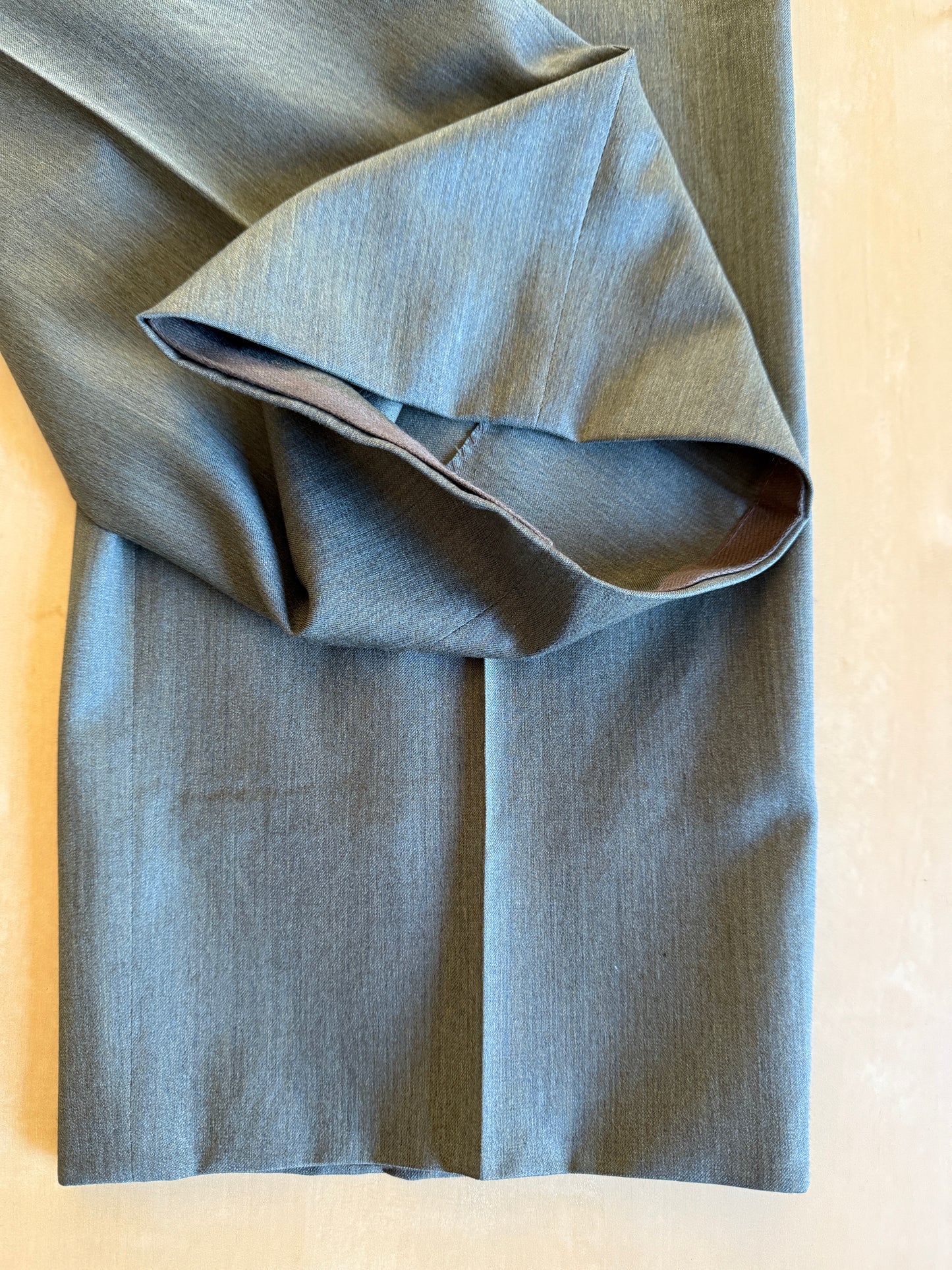 Completo anni ‘80 in lana pettinata verde mélange - tg. 48