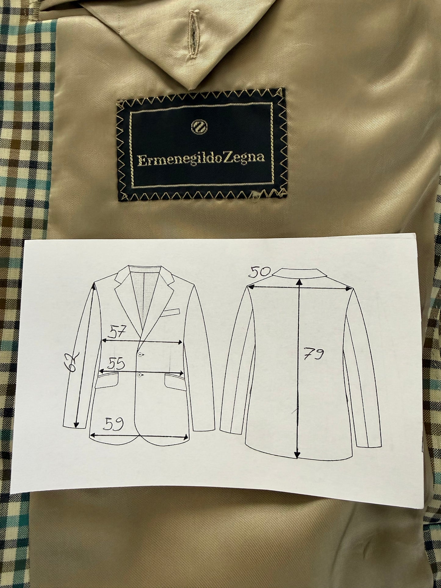 Giacca Ermenegildo Zegna quadretti fresco lana mezza fodera - tg. 52