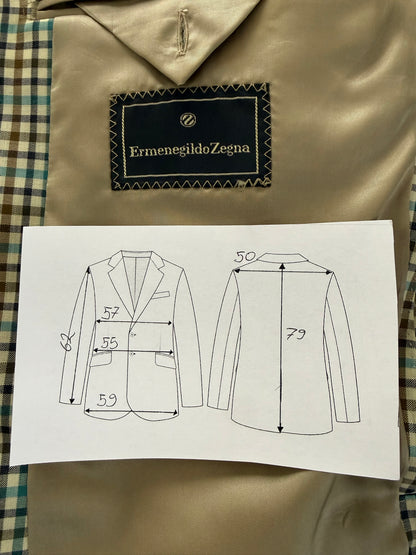 Giacca Ermenegildo Zegna quadretti fresco lana mezza fodera - tg. 52