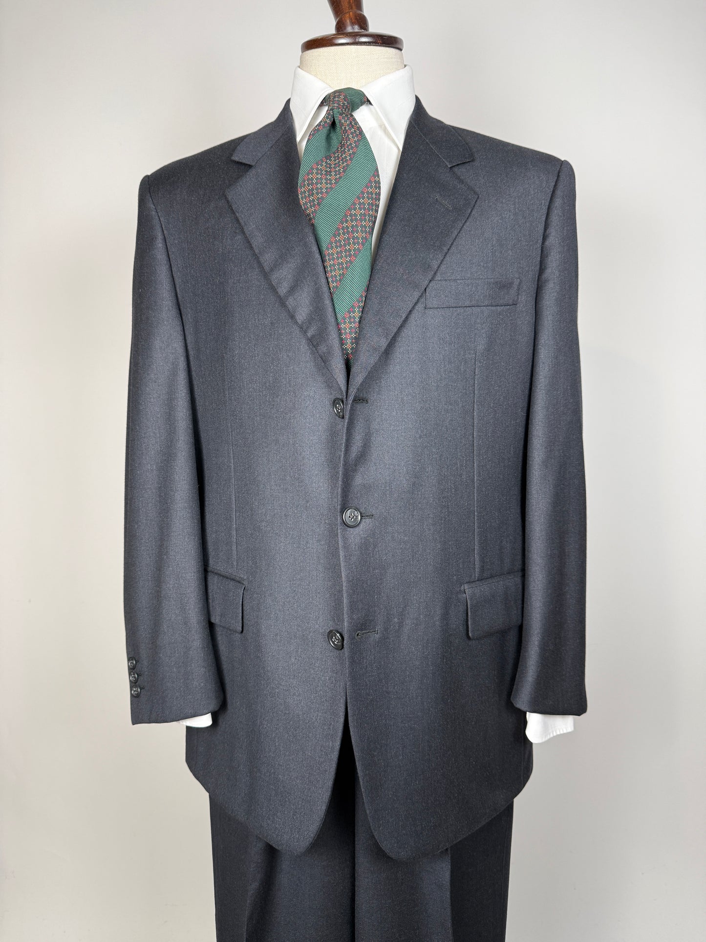 Completo Corneliani anni ‘90 flanella antracite - tg. 50/52