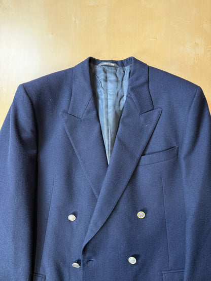 Blazer doppiopetto anni ‘70/‘80 in flanella blu - tg. 54