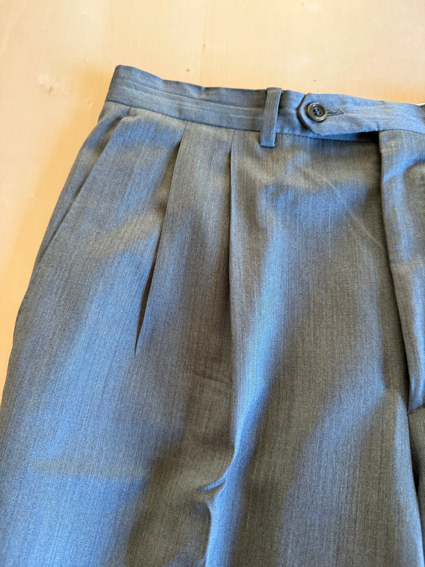 Completo anni ‘80 in lana pettinata verde mélange - tg. 48