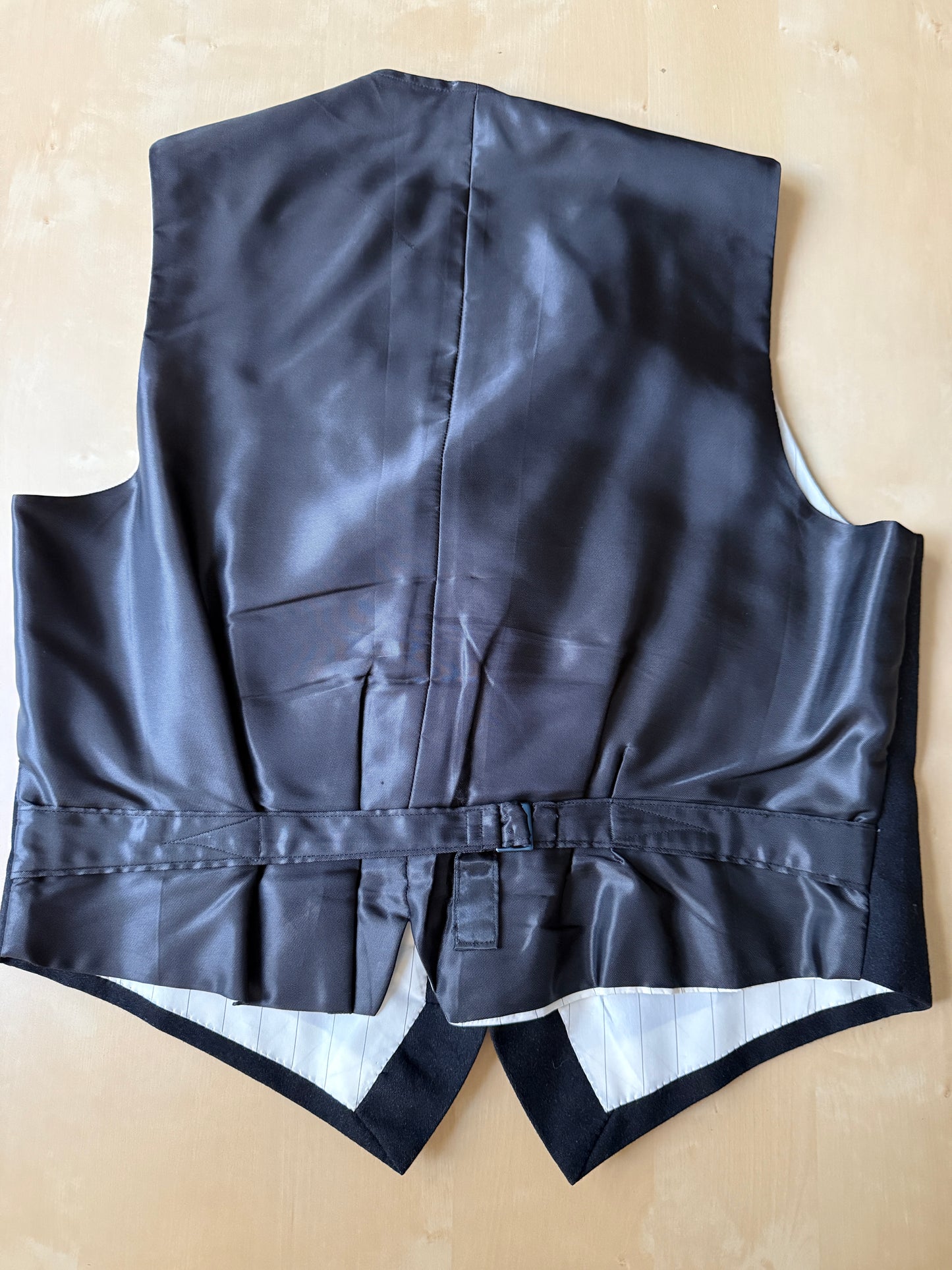 Completo 3 pezzi sartoriale anni ‘60/‘70 in flanella antracite - tg. 50