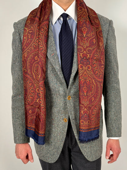 Sciarpa tubolare doppio tessuto seta paisley e lana