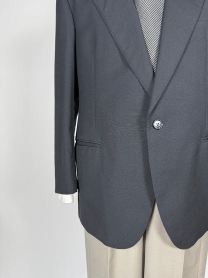 Giacca fresco lana blu mono bottone revers a lancia - tg. 50/52 corta