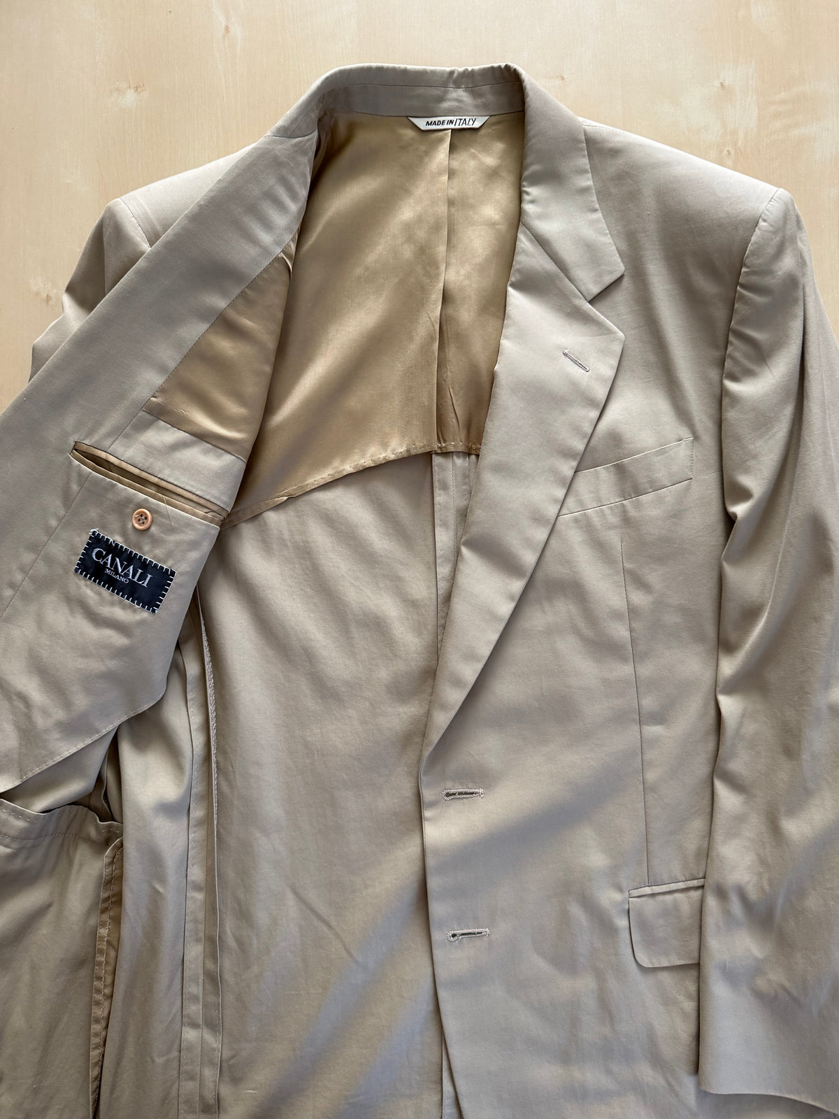 Completo Canali anni '90 twill di cotone beige - tg. 50