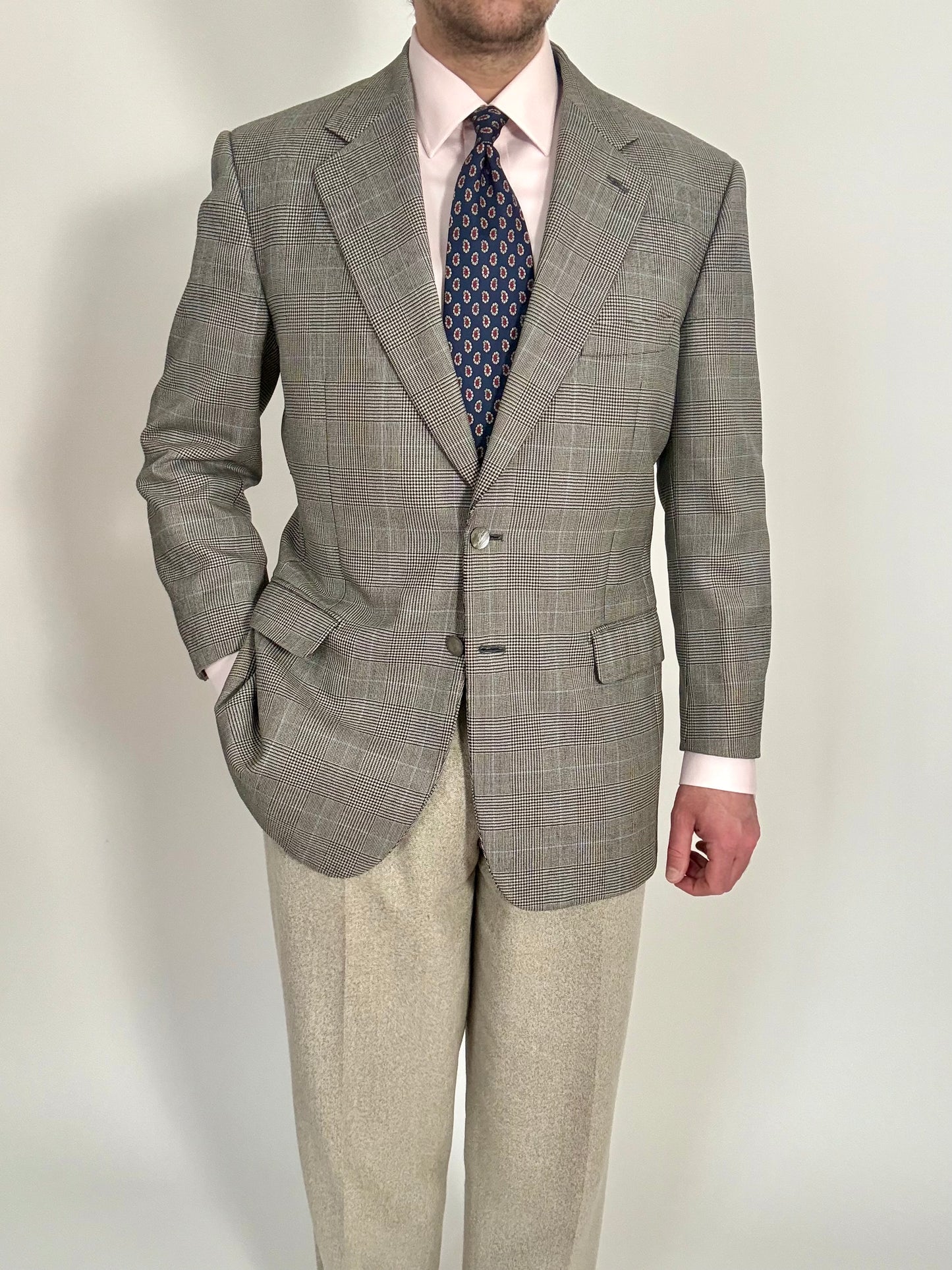 Giacca Yves Saint Laurent anni ‘90 principe di Galles bottoni madreperla - tg. 50