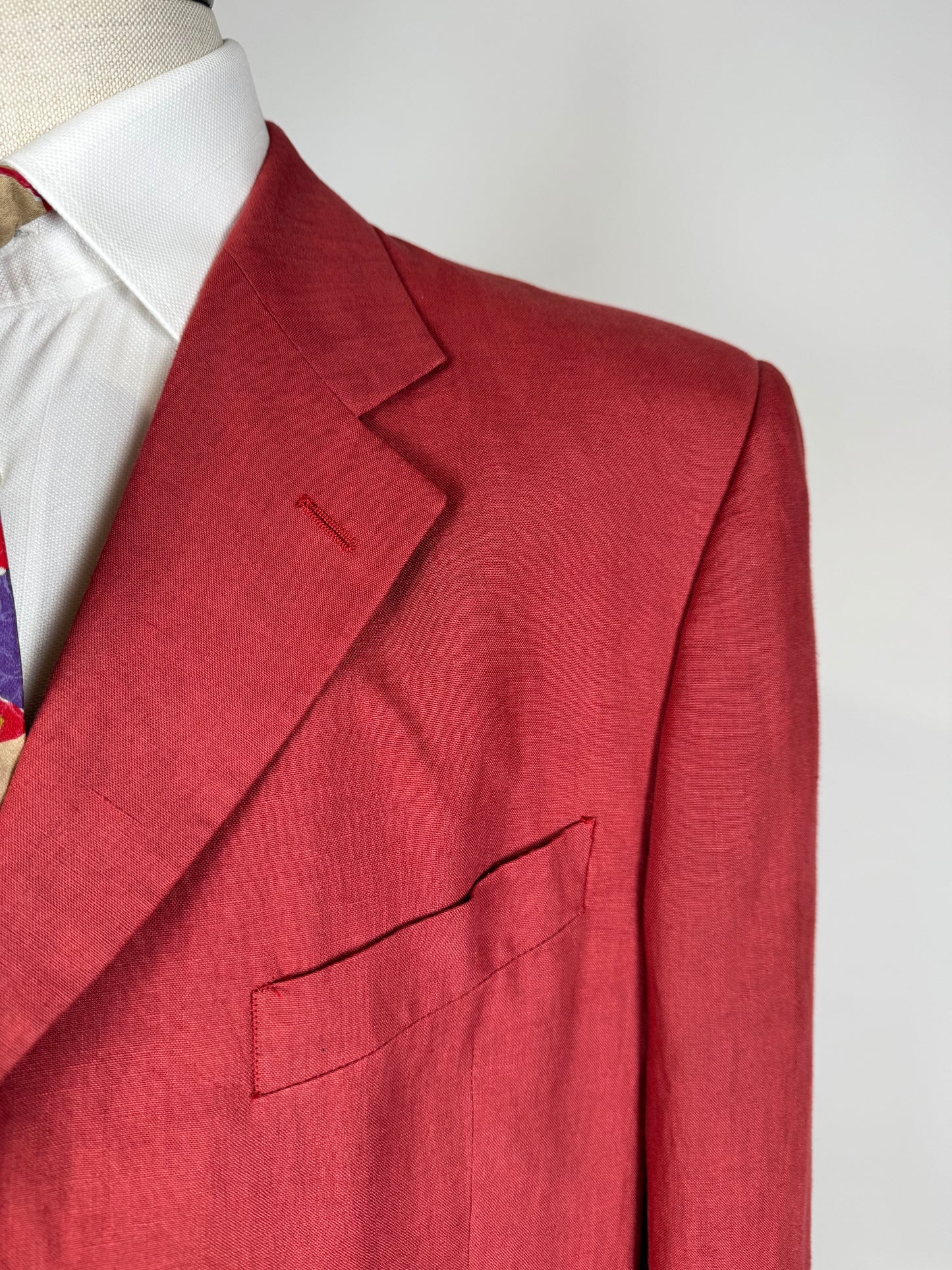 Giacca anni '90 100% lino rosso corallo - tg. 54