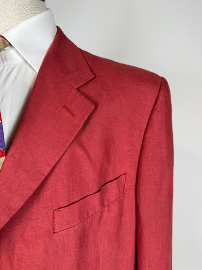 Giacca anni '90 100% lino rosso corallo - tg. 54