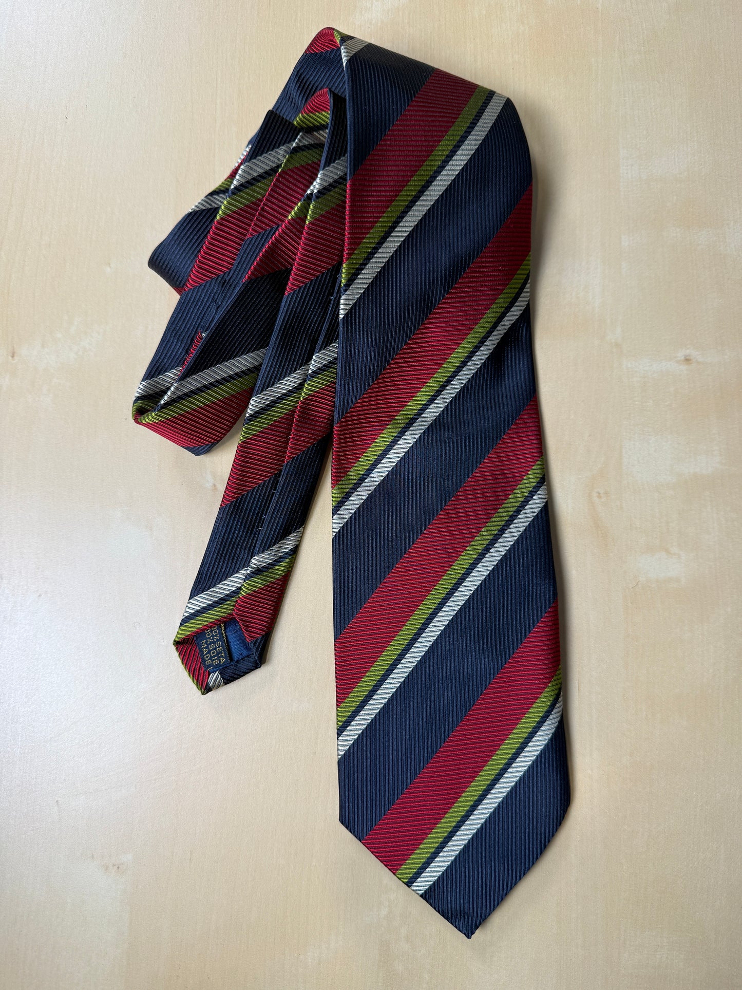 Cravatta regimental cannettata blu rossa e verde