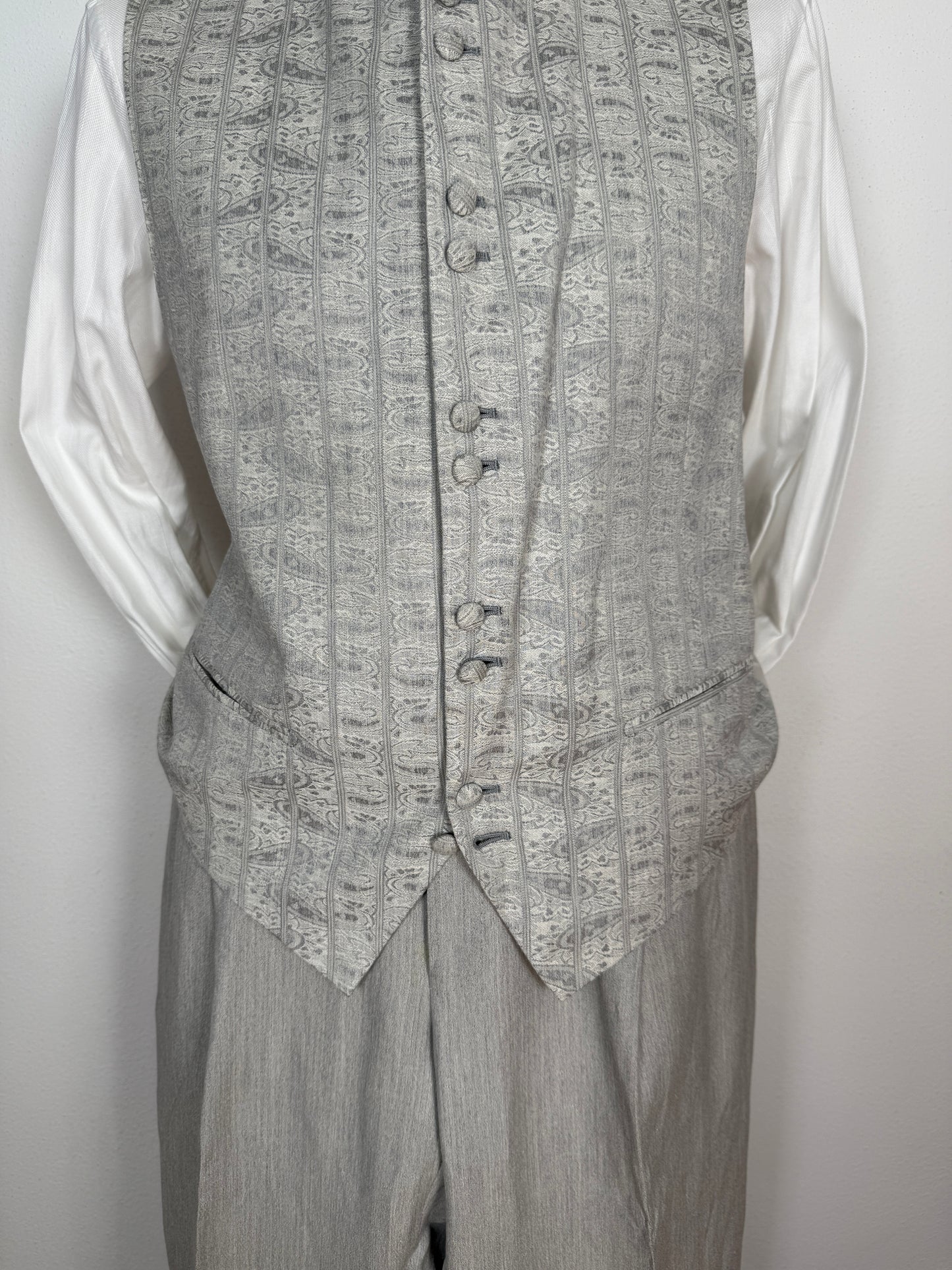 Panciotto damascato con pantalone abbinato in seta e lino - tg. 54