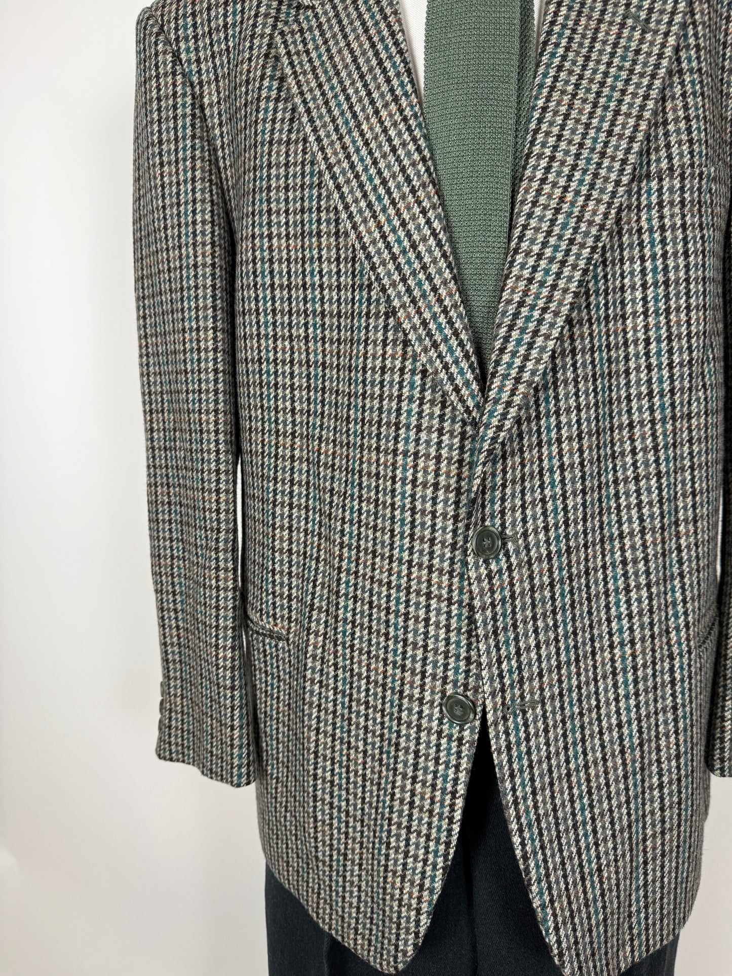 Giacca anni ‘80 pied-de-poule verde e grigio - tg. 60/62