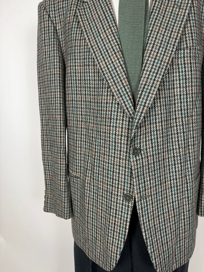 Giacca anni ‘80 pied-de-poule verde e grigio - tg. 60/62