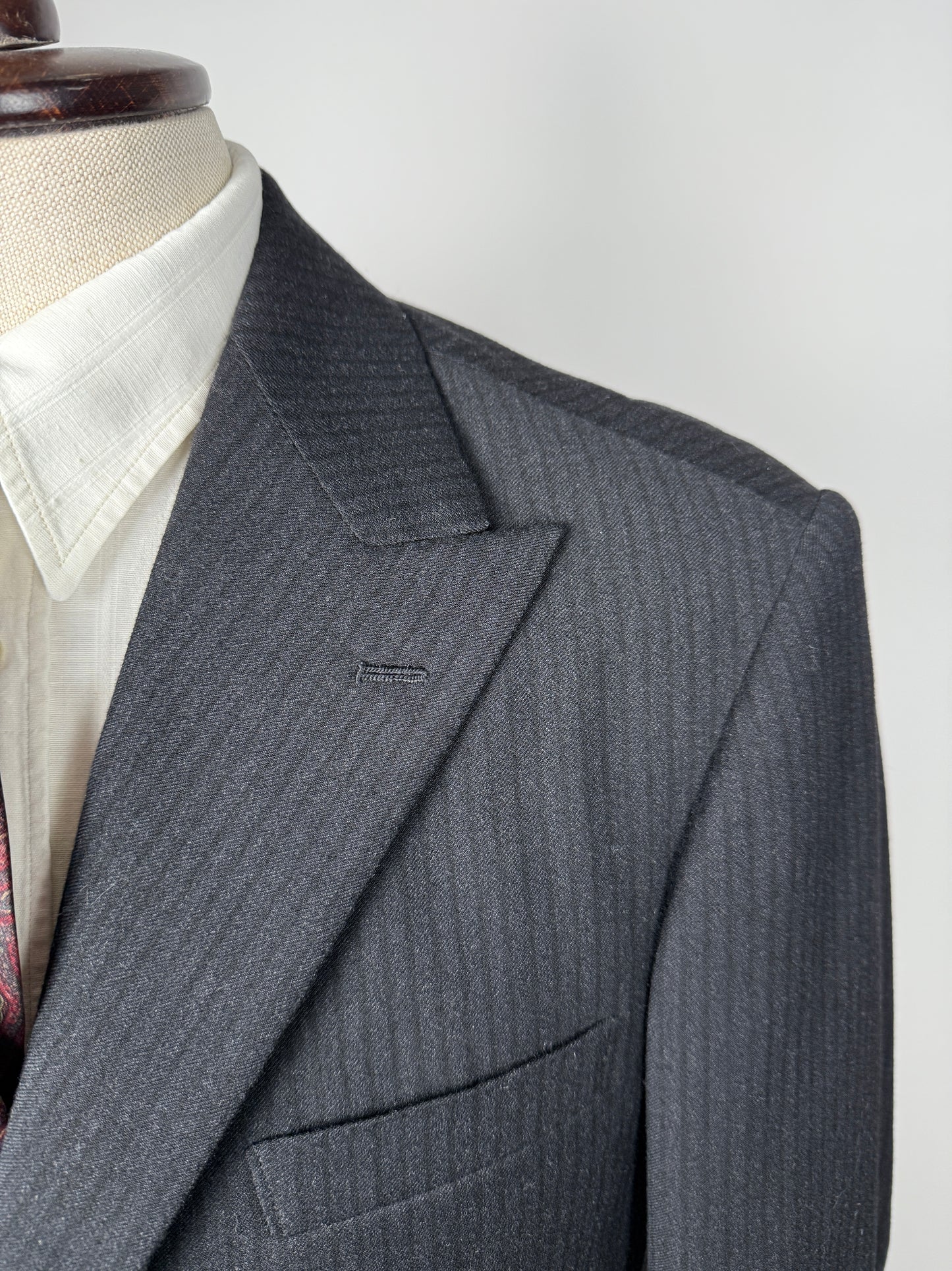 Completo sartoriale anni ‘50/‘60 monopetto revers a lancia - tg. 50 corta