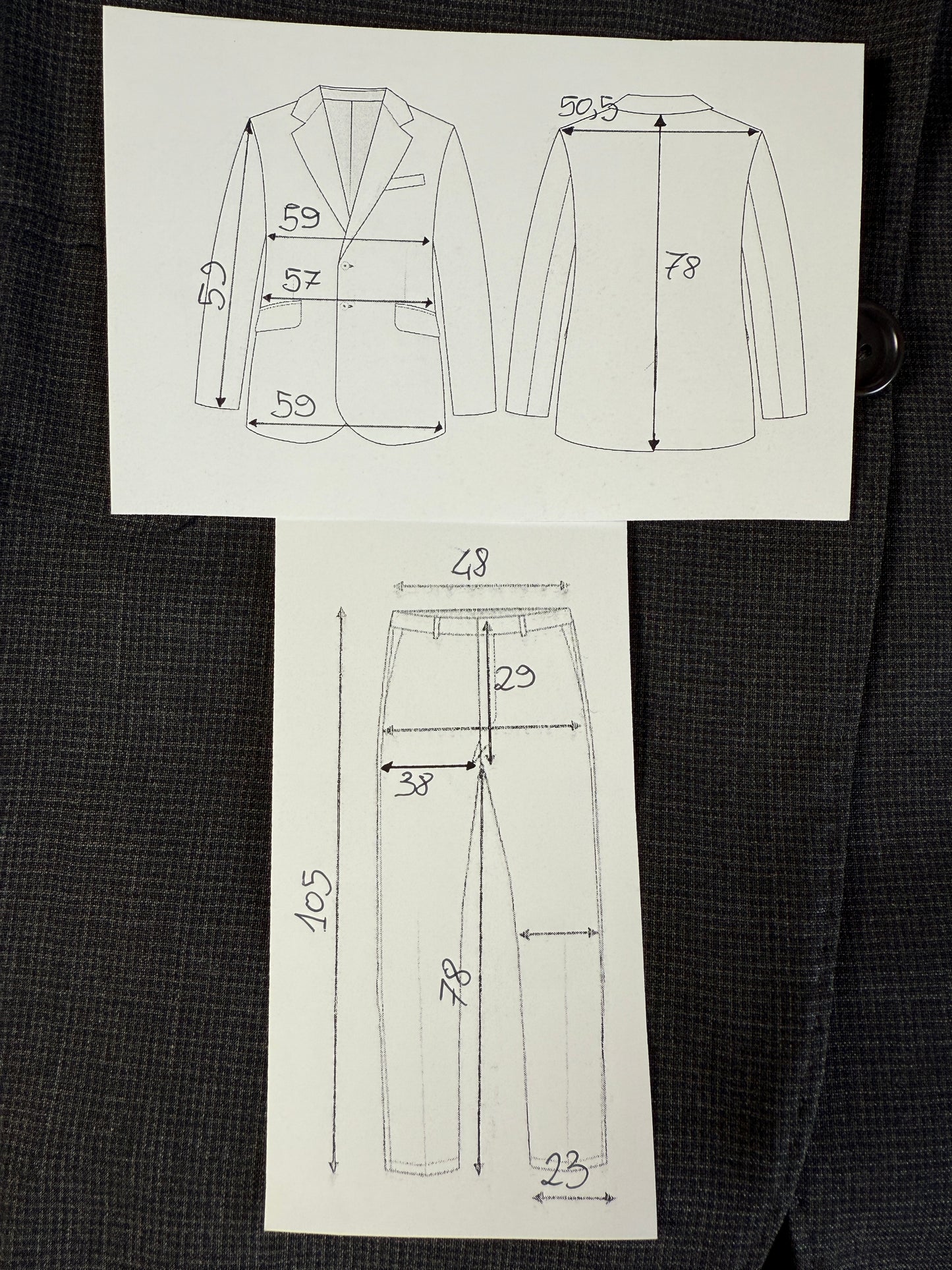 Completo napoletano Sartorio in fresco lana antracite - tg. 54