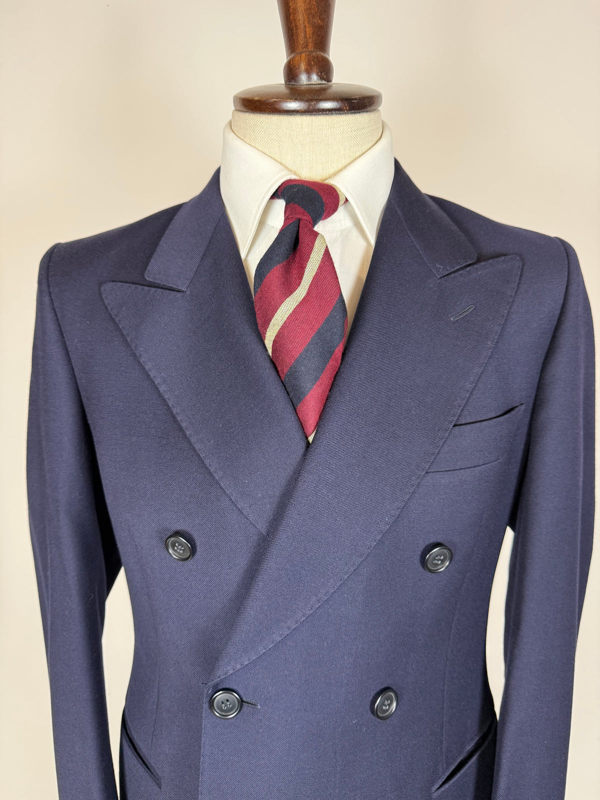 Completo doppiopetto anni '70 flanella blu - tg. 46