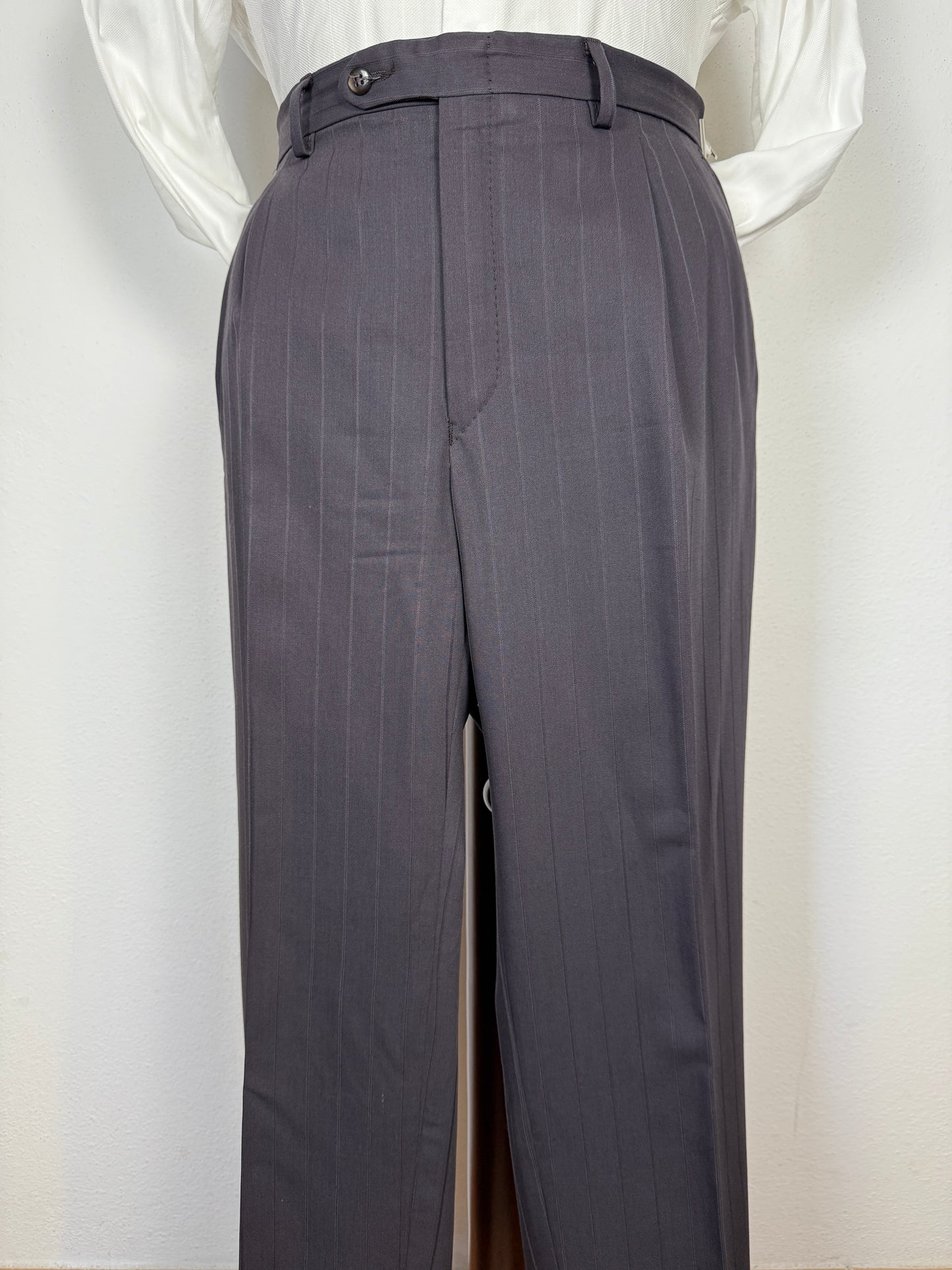 Completo doppiopetto gessato anni ‘80 marrone cacao - tg. 52