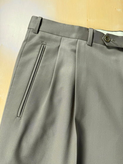 Pantaloni verde oliva lana pettinata Loro Piana Tasmanian - tg. 54/56