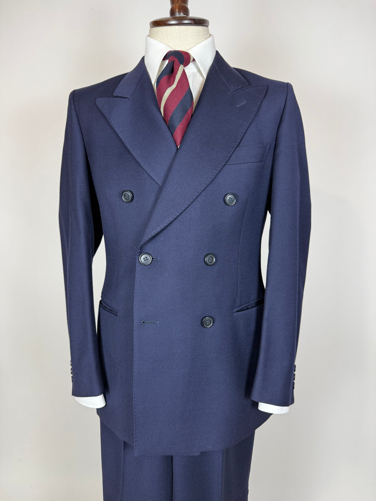 Completo doppiopetto anni '70 flanella blu - tg. 46