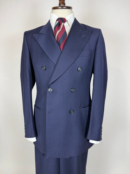 Completo doppiopetto anni '70 flanella blu - tg. 46