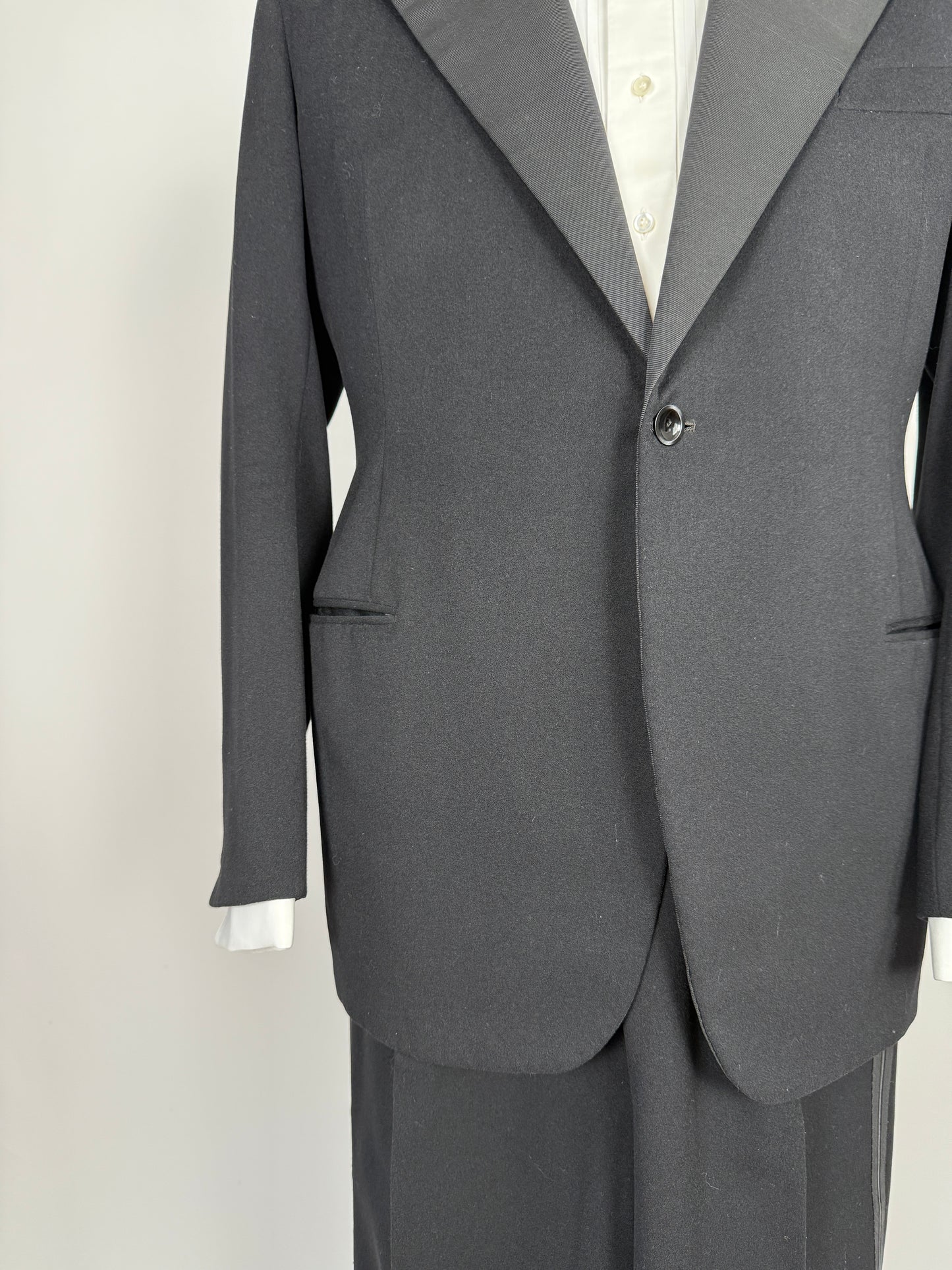 Smoking sartoriale anni ‘40/‘50 monopetto revers a lancia - tg. 46/48