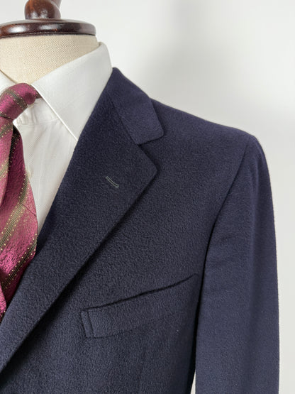 Navy blazer sartoriale anni ‘90 in panno lana e cashmere - tg. 48