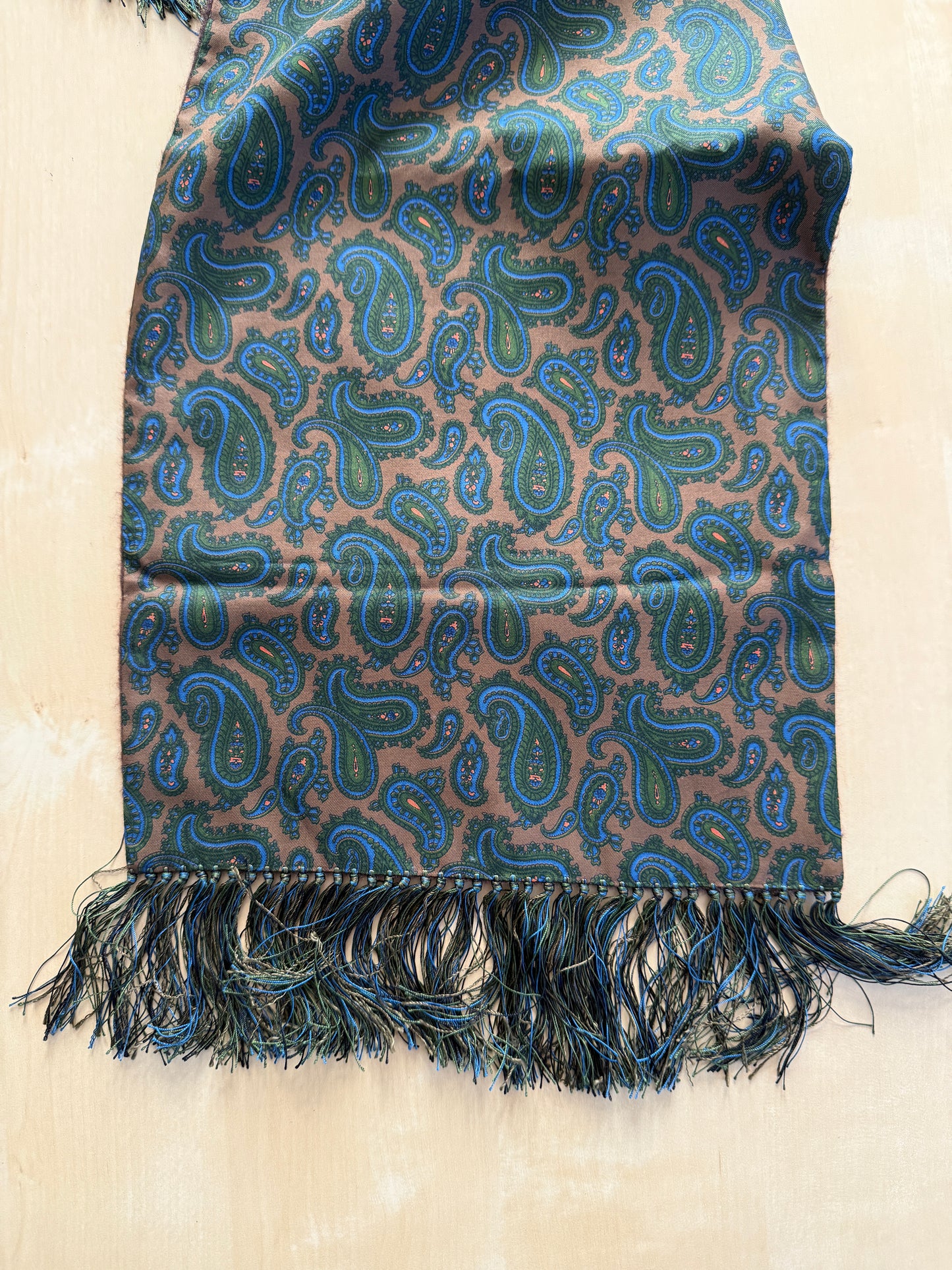 Sciarpa double face in seta paisley e cashmere-lana scozzese