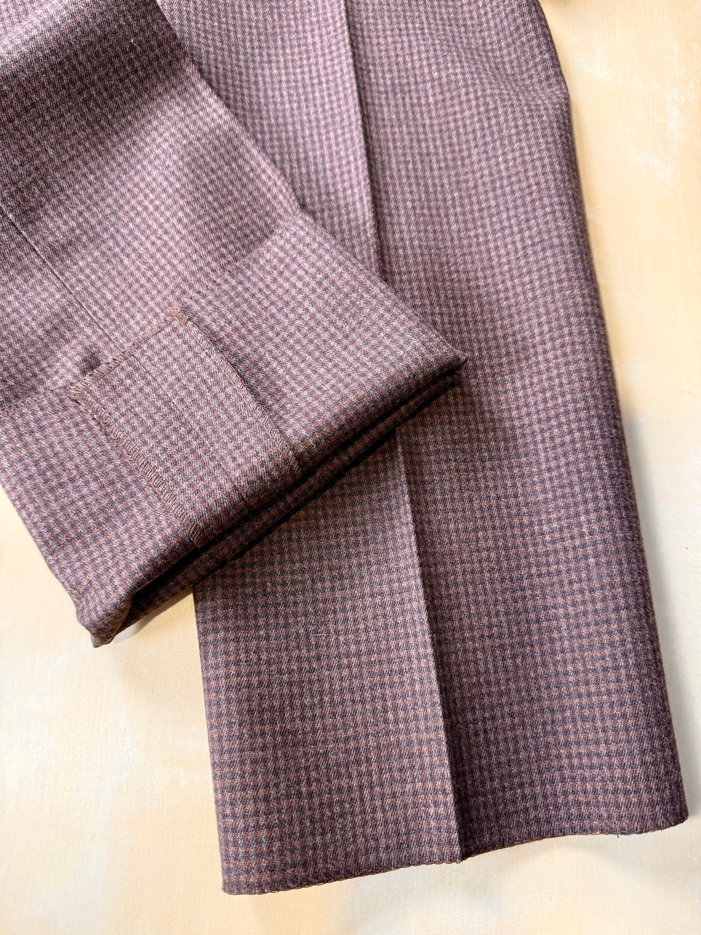 Pantaloni anni ‘70/‘80 flanella quadretti marrone ruggine (NOS) - tg. 44